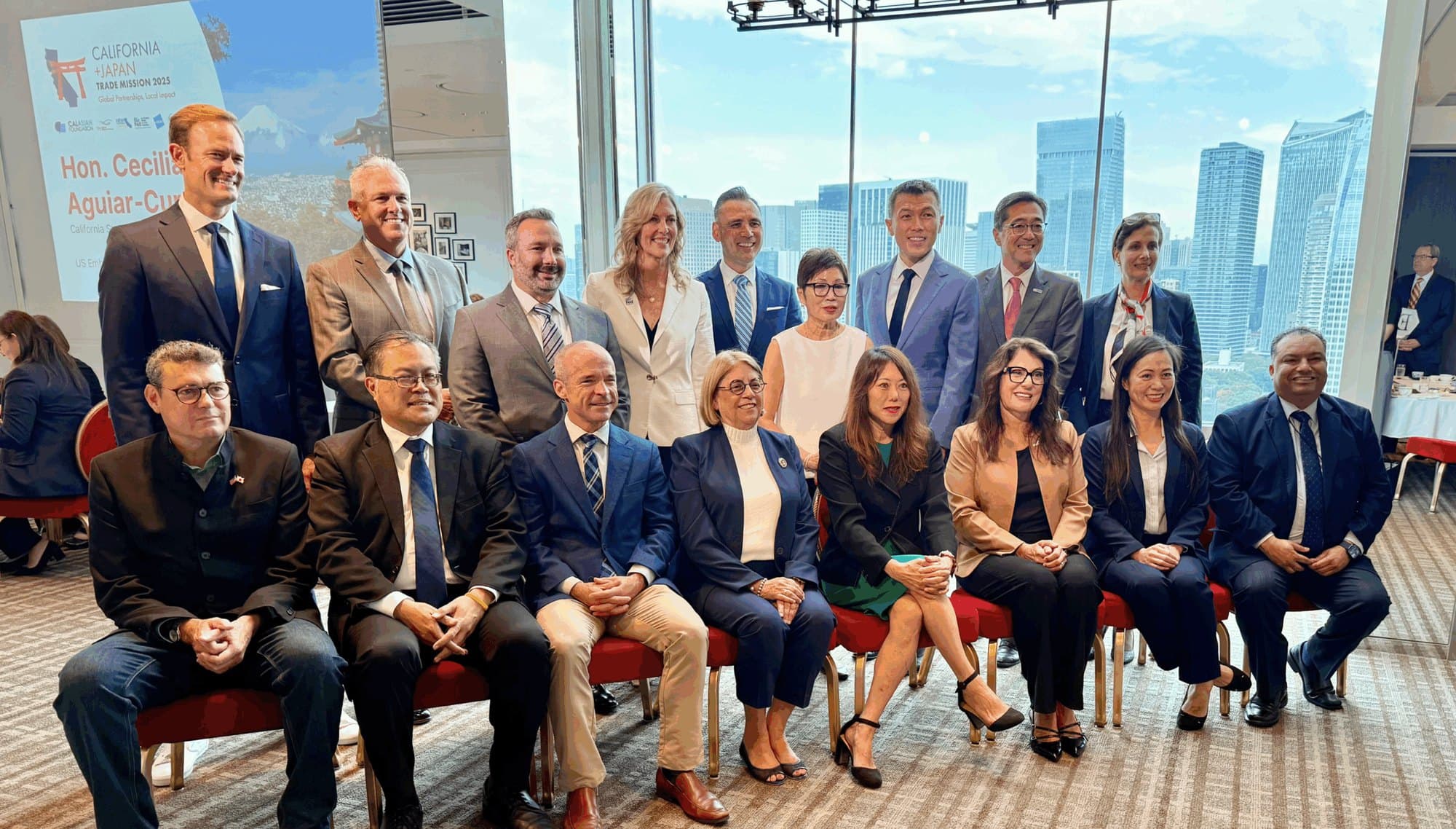 Delegates of the California+Japan Trade Mission 2025 gathered for a group photograph in Tokyo